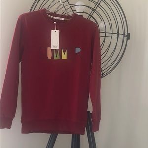 Size S “Summer” Maroon Shirt with Tag!